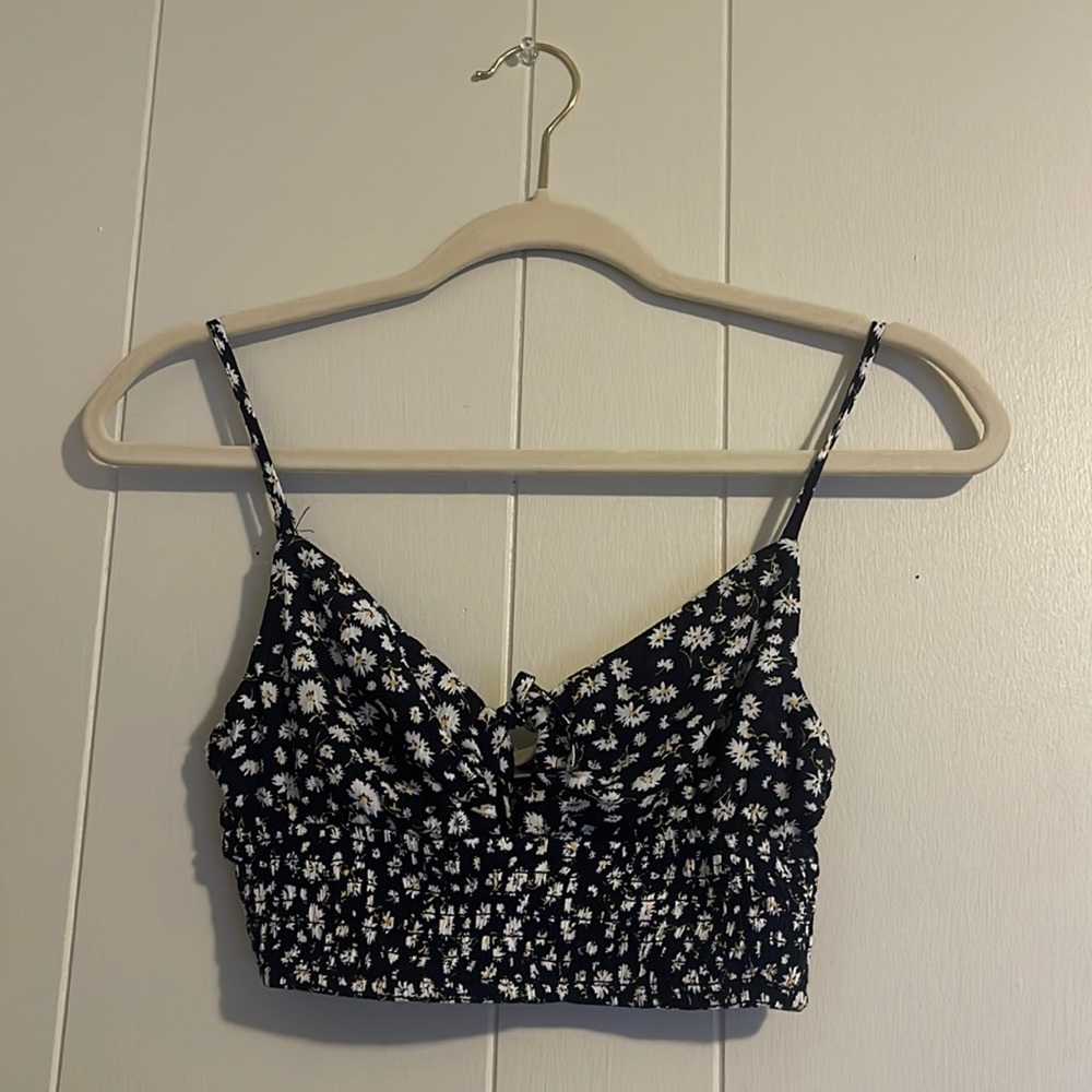 Blue floral crop top